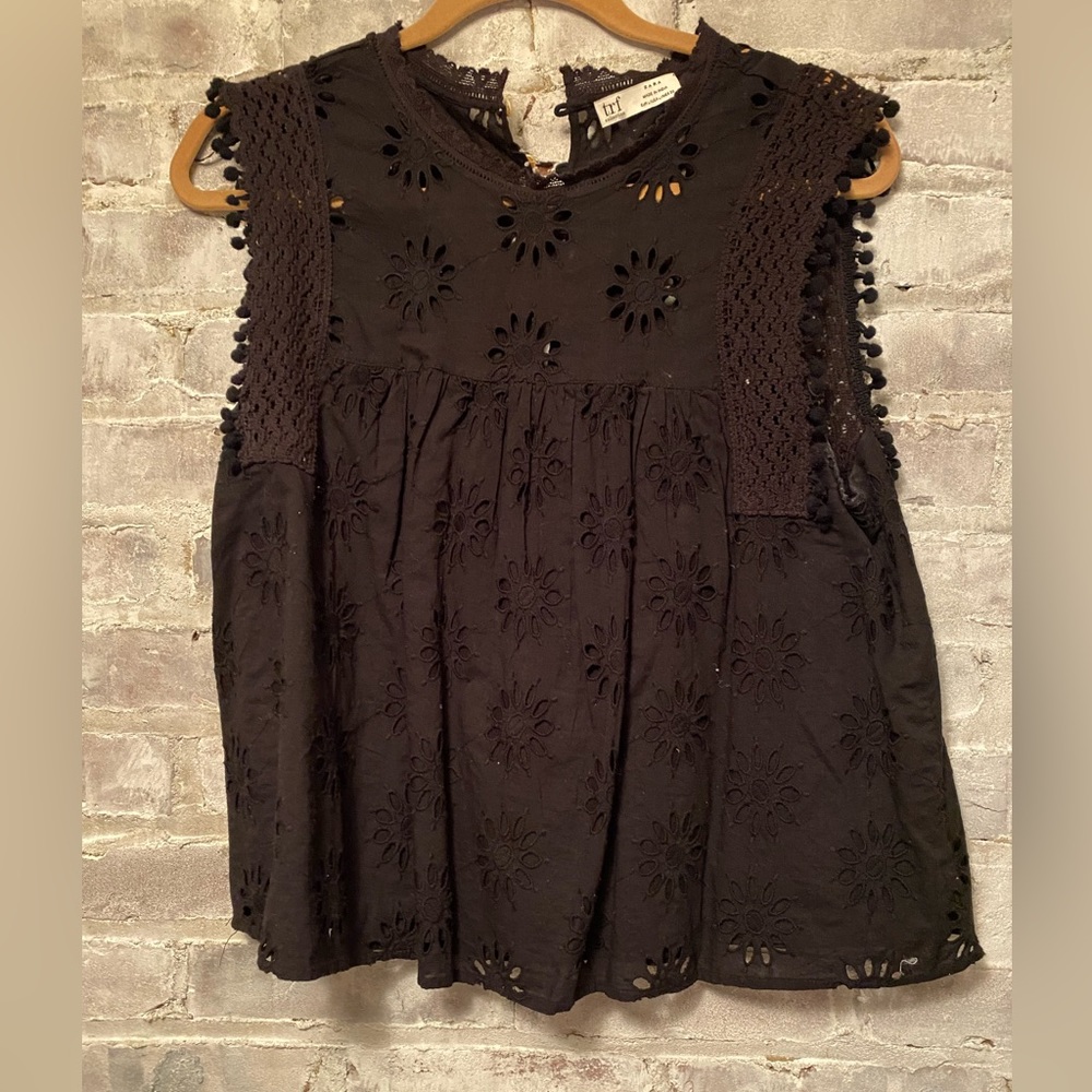 Zara Black Embroidered Top